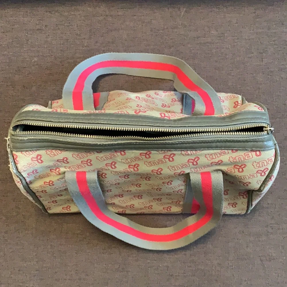 TNA Cream Canvas Tote with Pink Logo and Gray-Pink Straps - Picture 3 of 3